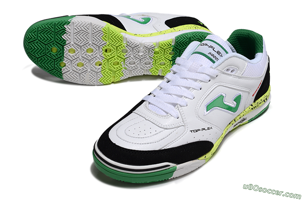Joma Top Flex IC Indoor & Futsal Soccer Shoes - White/Yellow/Black 3