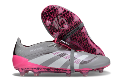 Adidas Predator 25 Elite Foldover Tongue FG Firm Ground Soccer Cleats - Grey/White/Pink