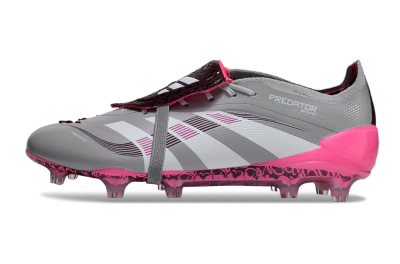 Adidas Predator 25 Elite Foldover Tongue FG Firm Ground Soccer Cleats - Grey/White/Pink