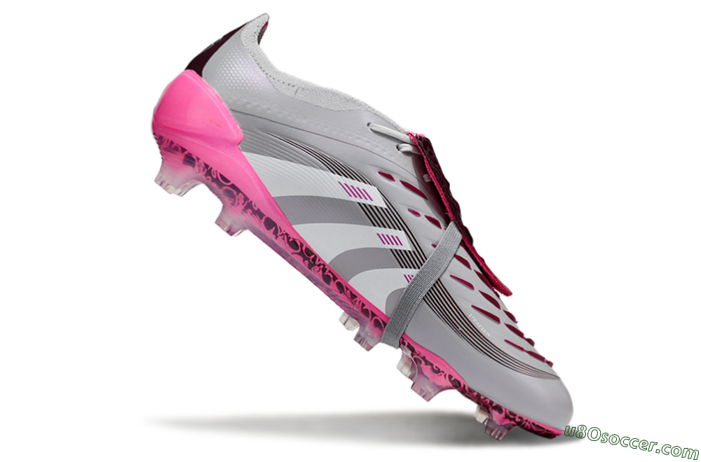 Adidas Predator 25 Elite Foldover Tongue FG Firm Ground Soccer Cleats - Grey/White/Pink 4