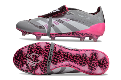 Adidas Predator 25 Elite Foldover Tongue FG Firm Ground Soccer Cleats - Grey/White/Pink