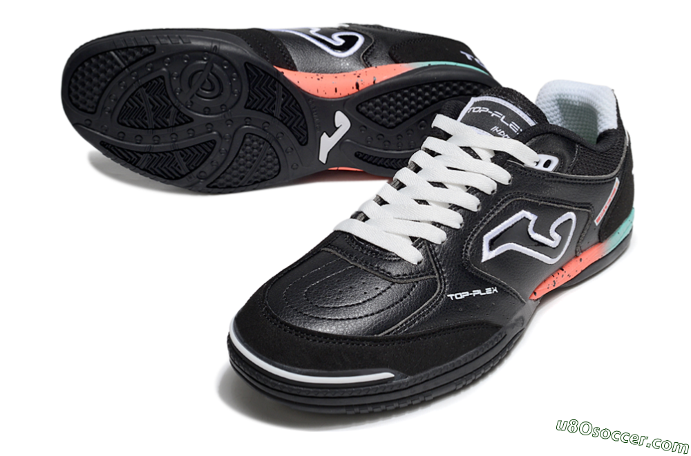Joma Top Flex IC Indoor & Futsal Soccer Shoes - White/Black/Yellow 3