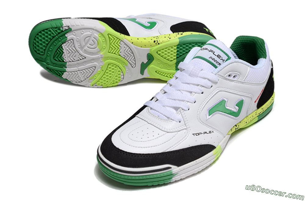 Joma Top Flex IC Indoor & Futsal Soccer Shoes - White/Yellow/Black 3