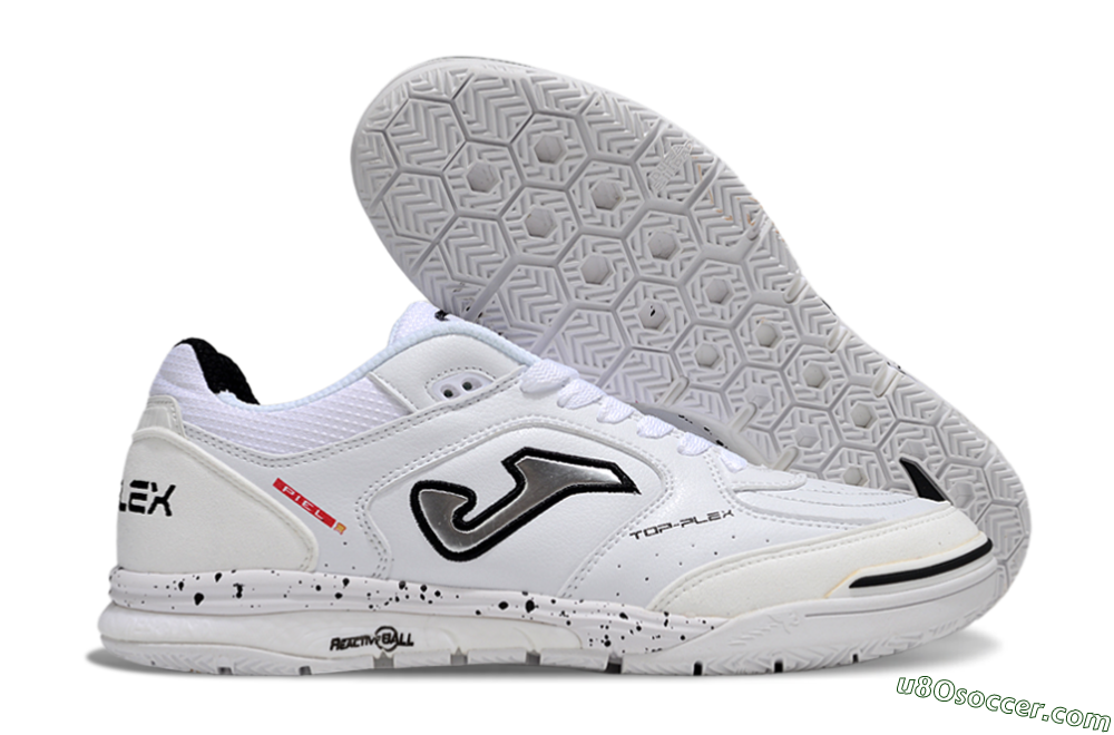 Joma Top Flex IC Indoor & Futsal Soccer Shoes - White/Silver/Black 1