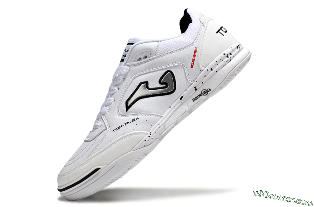 Joma Top Flex IC Indoor & Futsal Soccer Shoes - White/Silver/Black 5