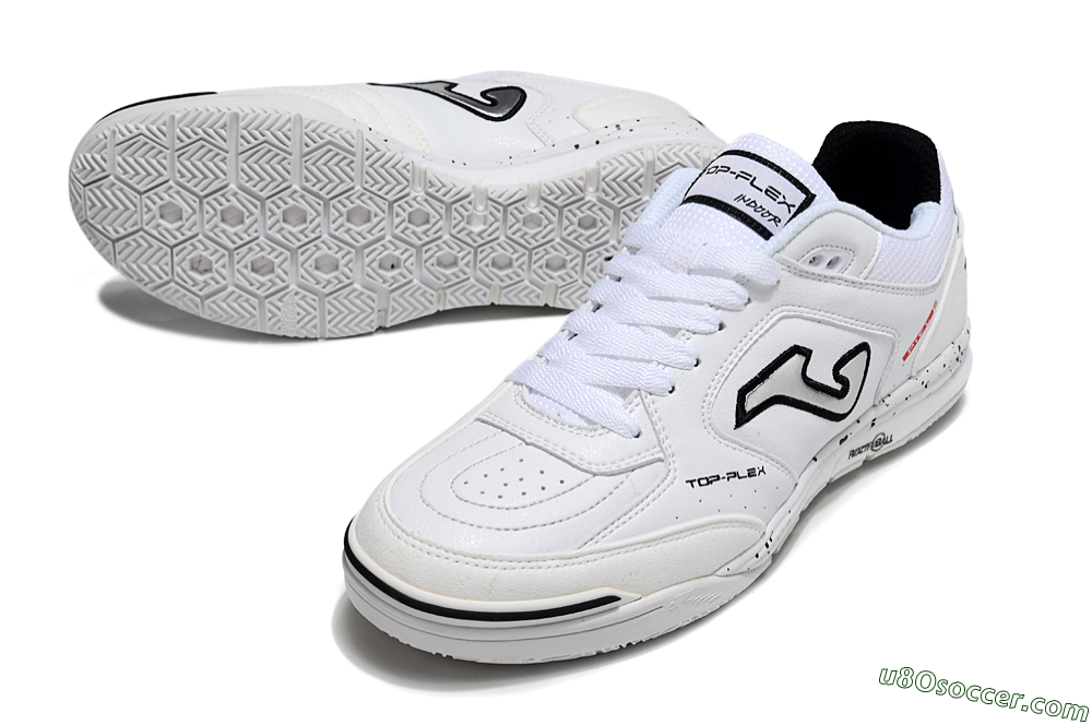 Joma Top Flex IC Indoor & Futsal Soccer Shoes - White/Silver/Black 3