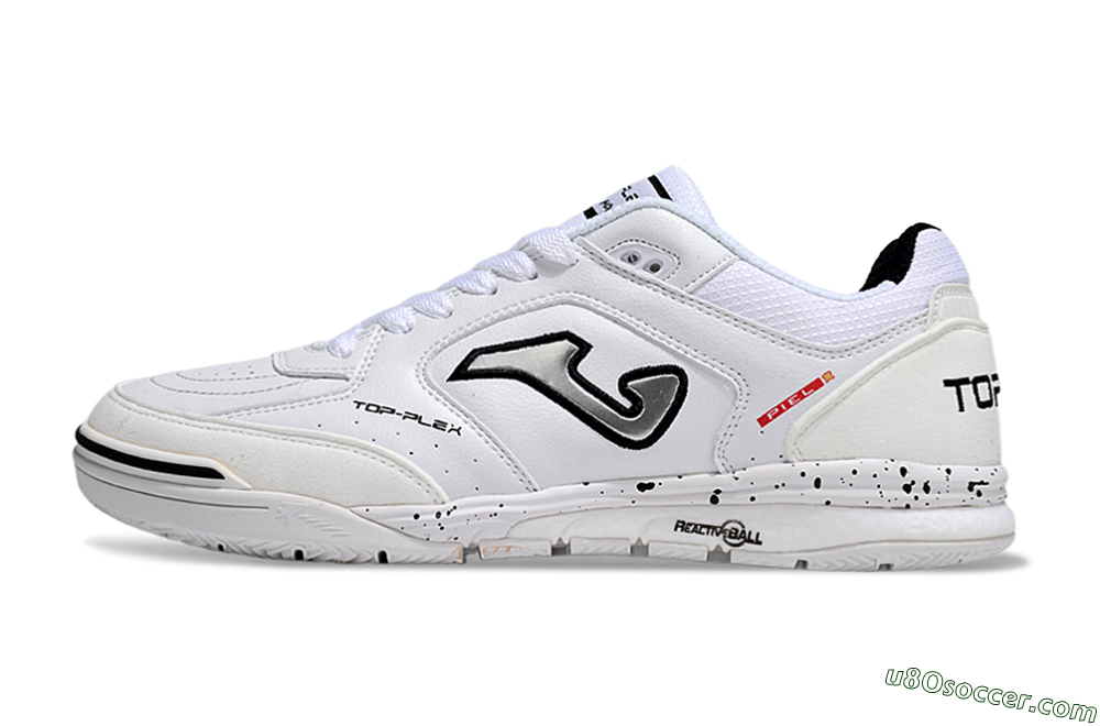 Joma Top Flex IC Indoor & Futsal Soccer Shoes - White/Silver/Black 2