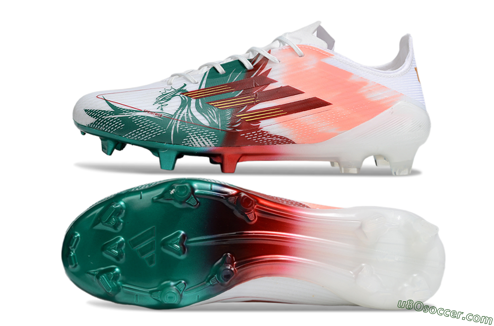 Adidas F50 Elite FG Firm Ground Soccer Cleats - White/Green/Red 0
