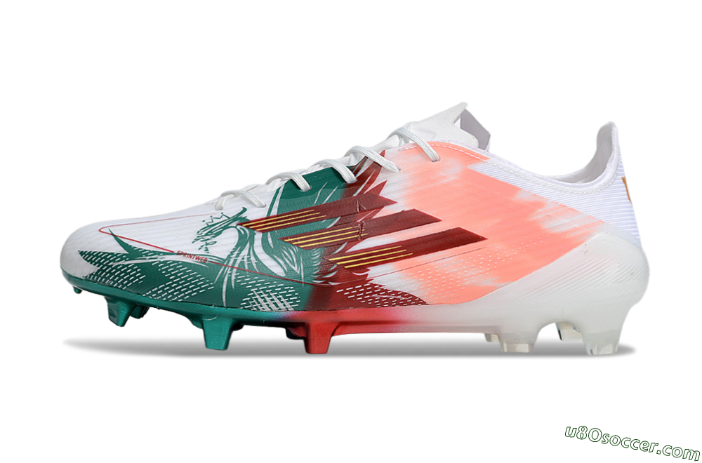 Adidas F50 Elite FG Firm Ground Soccer Cleats - White/Green/Red 2