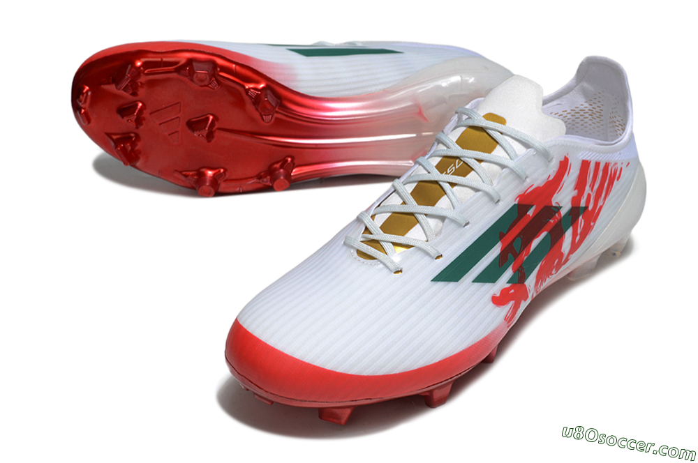 Adidas F50 Elite FG Firm Ground Soccer Cleats - White/Green/Red 3