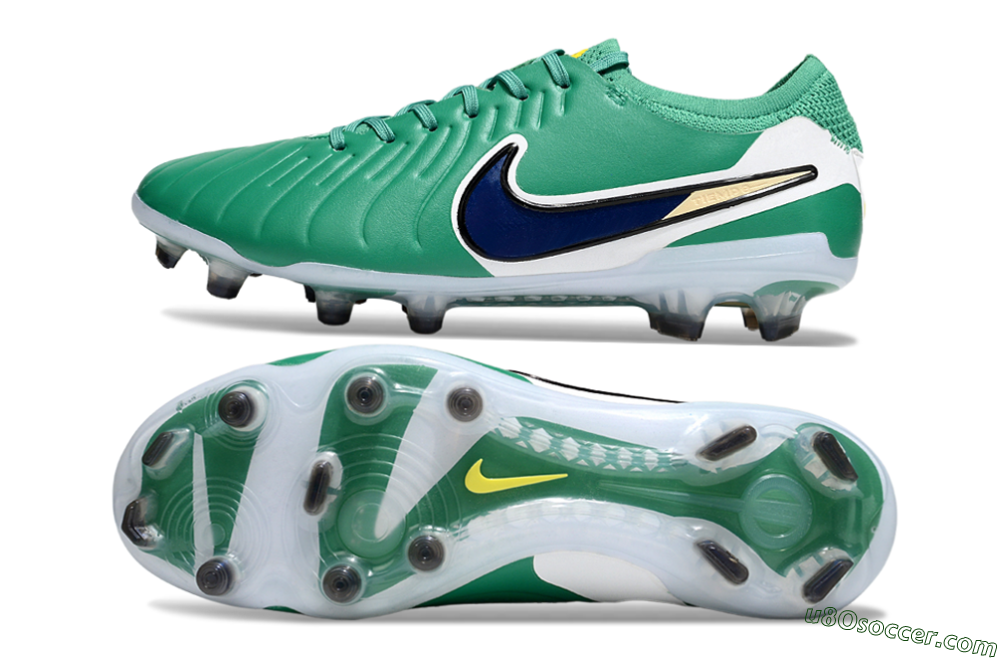 Nike Tiempo Legend 10 Elite FG Firm Ground Soccer Cleats - Green/Blue/Yellow 0