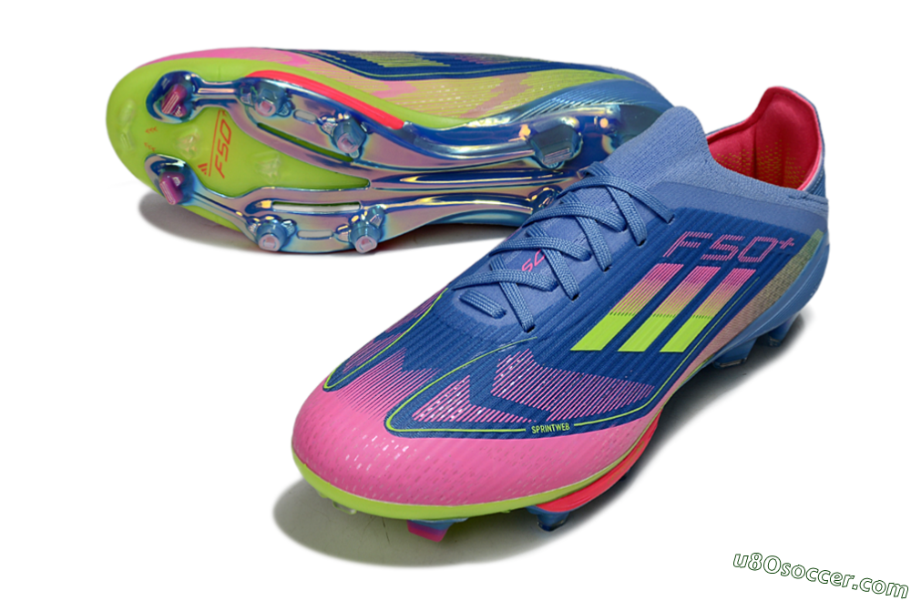 Adidas F50+ Lightstrike Pro FG Firm Ground Soccer Cleats - Blue/Pink/Yellow 3