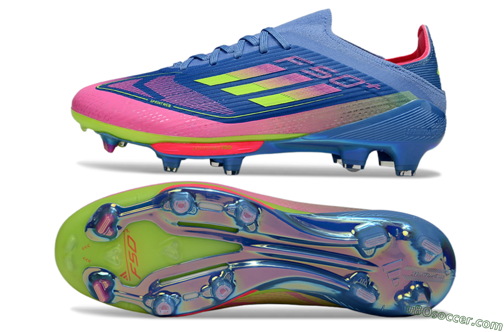 Adidas F50+ Lightstrike Pro FG Firm Ground Soccer Cleats - Blue/Pink/Yellow 0