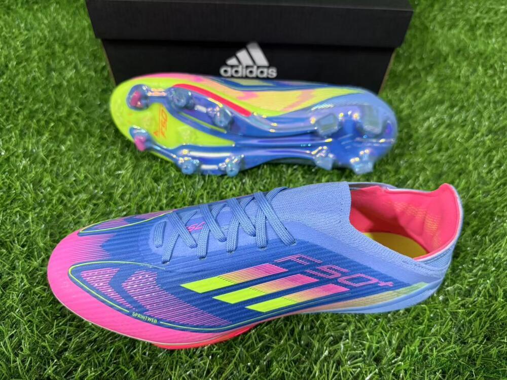 Adidas F50+ Lightstrike Pro FG Firm Ground Soccer Cleats - Blue/Pink/Yellow