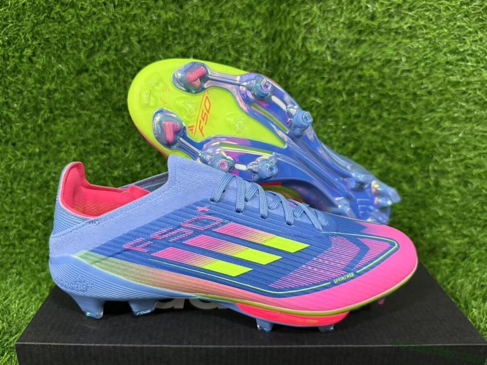 Adidas F50+ Lightstrike Pro FG Firm Ground Soccer Cleats - Blue/Pink/Yellow