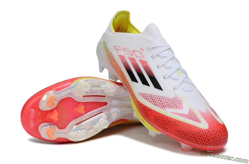 Adidas F50+ Lightstrike Pro FG Firm Ground Soccer Cleats - White/Red/Black 4