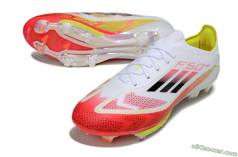 Adidas F50+ Lightstrike Pro FG Firm Ground Soccer Cleats - White/Red/Black 3
