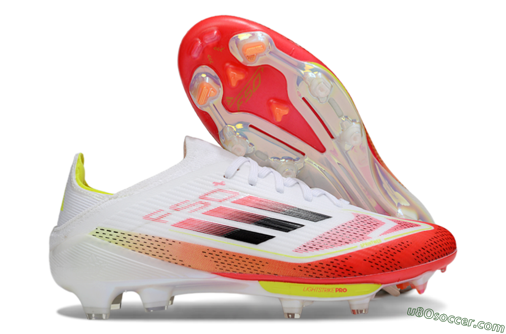 Adidas F50+ Lightstrike Pro FG Firm Ground Soccer Cleats - White/Red/Black 1