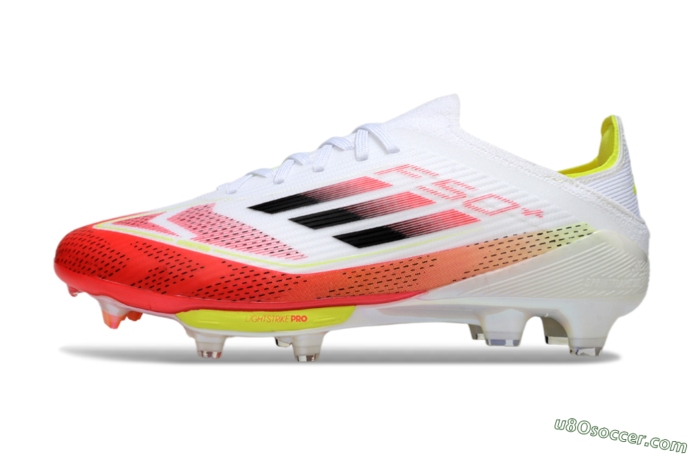 Adidas F50+ Lightstrike Pro FG Firm Ground Soccer Cleats - White/Red/Black 2