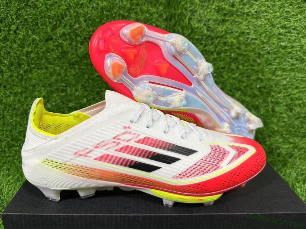 Adidas F50+ Lightstrike Pro FG Firm Ground Soccer Cleats - White/Red/Black