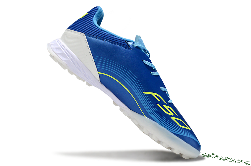 Messi x Adidas F50 Pro TF Artificial Turf Soccer Shoes - Blue/Yellow/White 4