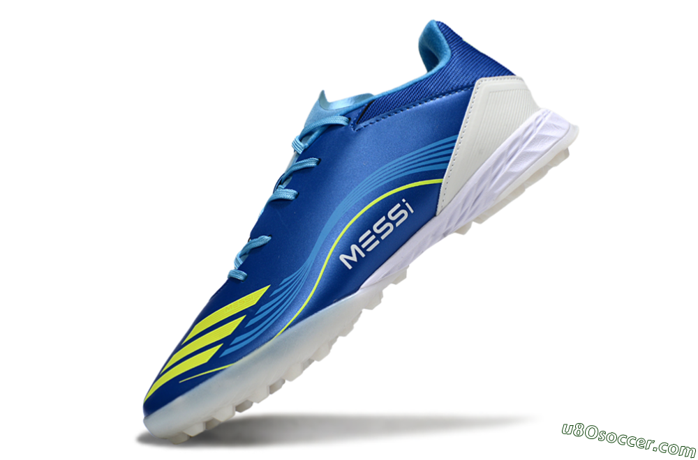 Messi x Adidas F50 Pro TF Artificial Turf Soccer Shoes - Blue/Yellow/White 5