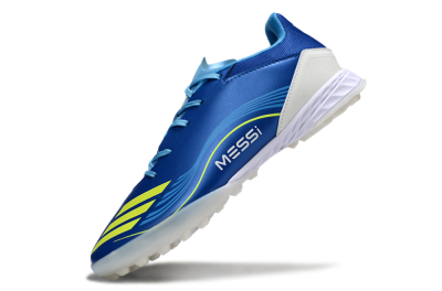 Messi x Adidas F50 Pro TF Artificial Turf Soccer Shoes - Blue/Yellow/White