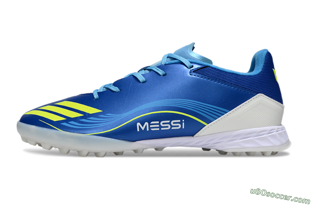Messi x Adidas F50 Pro TF Artificial Turf Soccer Shoes - Blue/Yellow/White 2