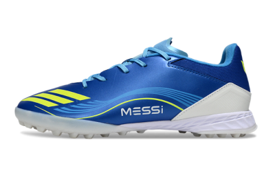 Messi x Adidas F50 Pro TF Artificial Turf Soccer Shoes - Blue/Yellow/White