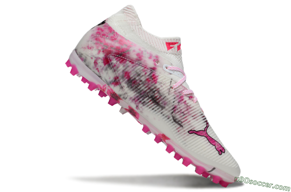 Puma Future 8 Ultimate MG Multi Ground Soccer Cleats - White/Pink/Silver 4