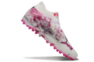Puma Future 8 Ultimate MG Multi Ground Soccer Cleats - White/Pink/Silver