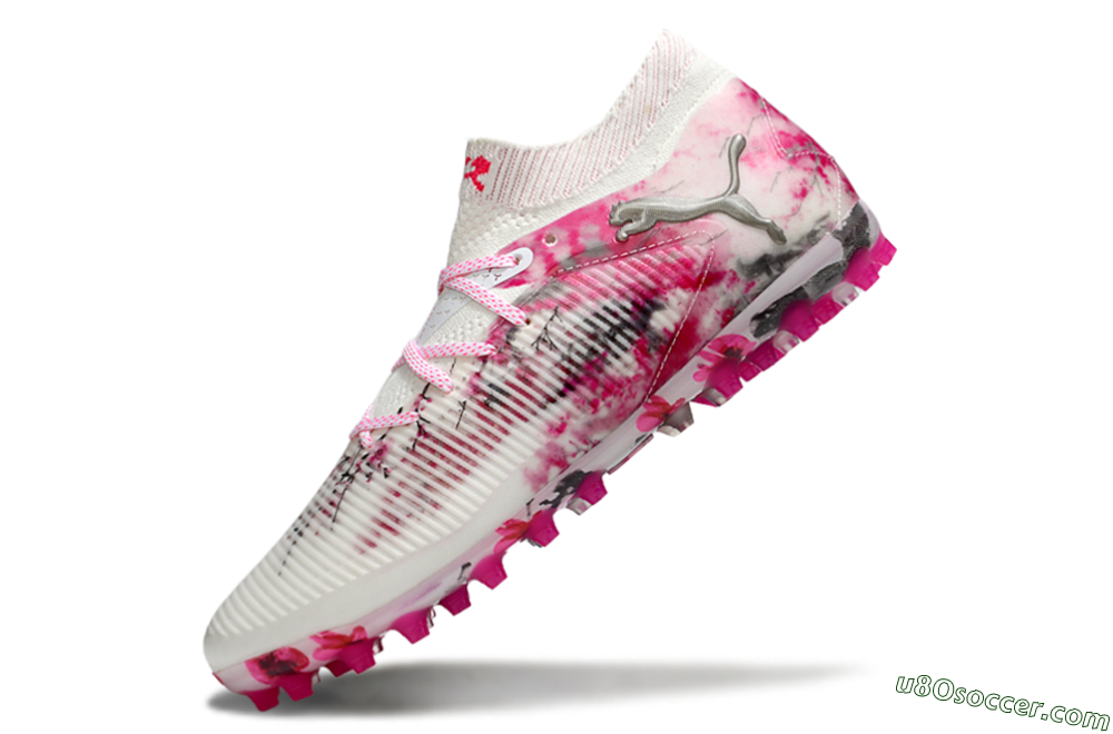 Puma Future 8 Ultimate MG Multi Ground Soccer Cleats - White/Pink/Silver 5