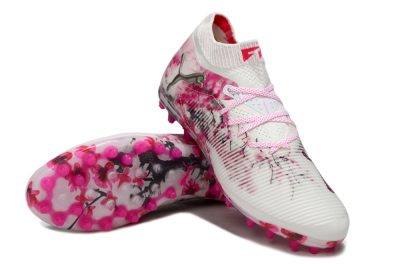 Puma Future 8 Ultimate MG Multi Ground Soccer Cleats - White/Pink/Silver