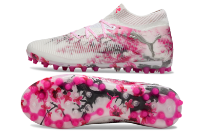 Puma Future 8 Ultimate MG Multi Ground Soccer Cleats - White/Pink/Silver