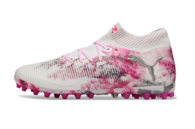 Puma Future 8 Ultimate MG Multi Ground Soccer Cleats - White/Pink/Silver