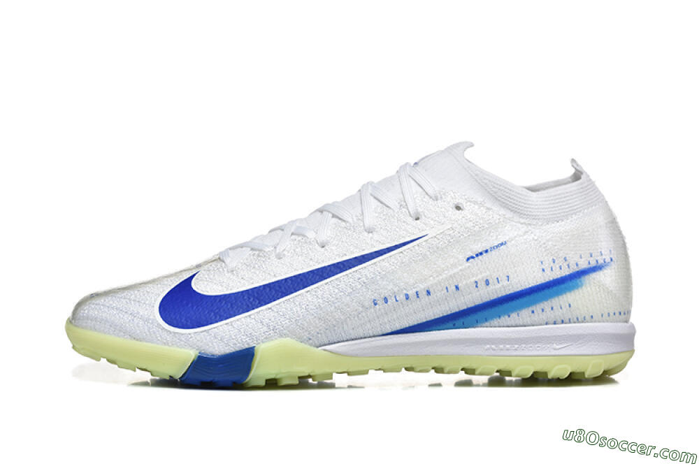 Nike Air Zoom Mercurial Vapor 16 Elite TF Artificial Turf Soccer Shoes - White/Blue/Beige 2