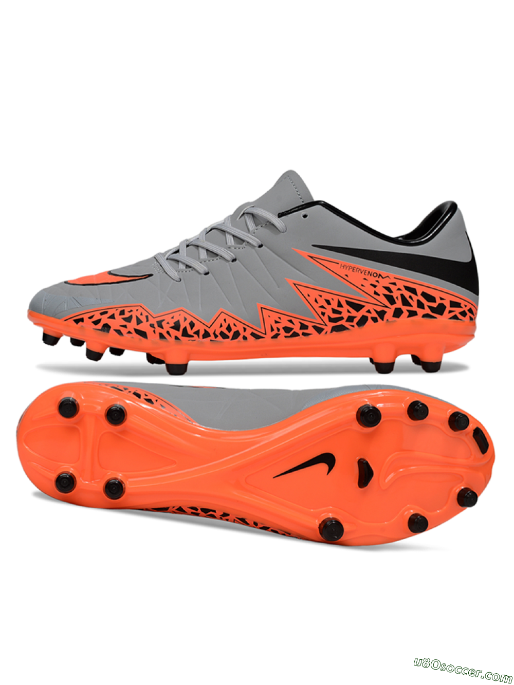 Nike Hypervenom Phantom II FG Firm Ground Soccer Cleats - Grey/Black/Orange 0