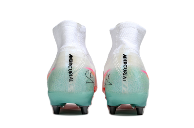 Nike Air Zoom Mercurial Superfly 10 Elite SG Soft Ground Soccer Cleats - White/Jade/Pink
