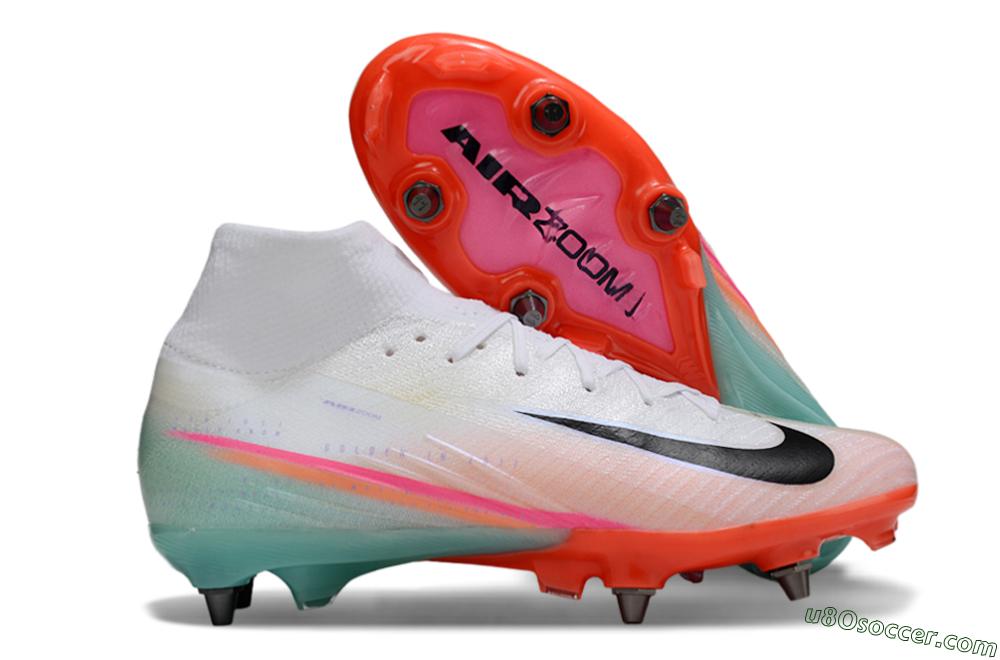 Nike Air Zoom Mercurial Superfly 10 Elite SG Soft Ground Soccer Cleats - White/Jade/Pink 1