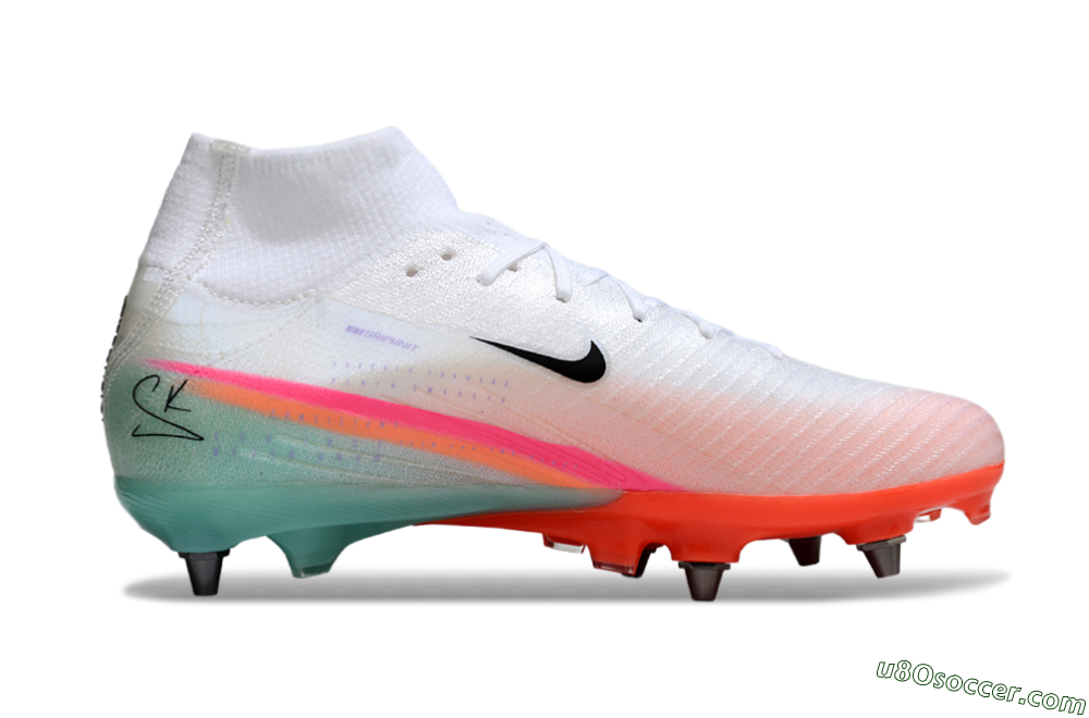 Nike Air Zoom Mercurial Superfly 10 Elite SG Soft Ground Soccer Cleats - White/Jade/Pink 6