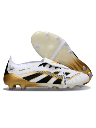 Adidas Predator 25 Elite Foldover Tongue FG Firm Ground Soccer Cleats - White/Black/Gold