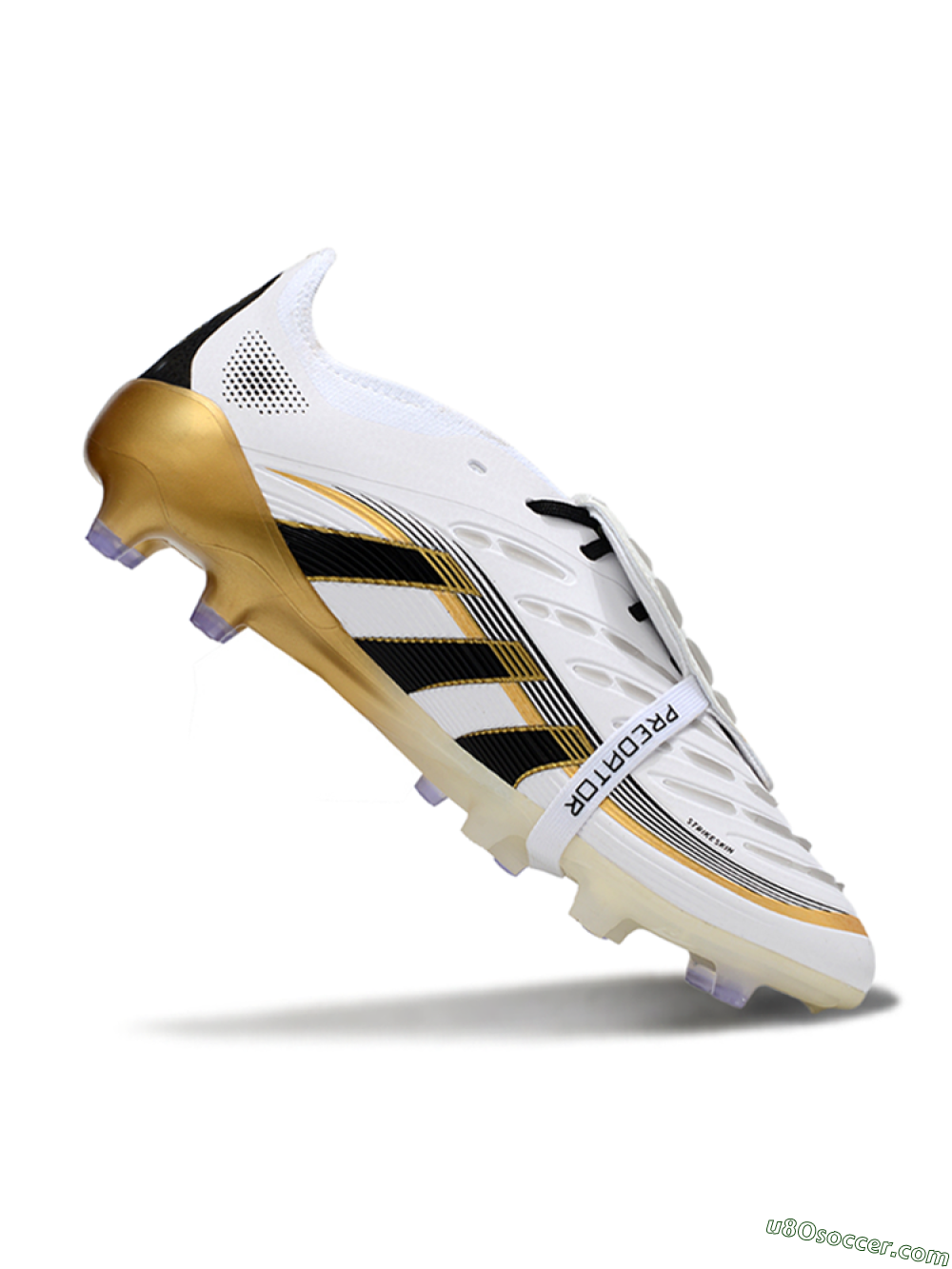 Adidas Predator 25 Elite Foldover Tongue FG Firm Ground Soccer Cleats - White/Black/Gold 3