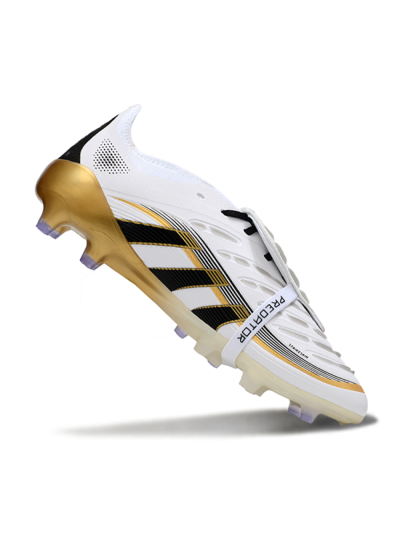 Adidas Predator 25 Elite Foldover Tongue FG Firm Ground Soccer Cleats - White/Black/Gold