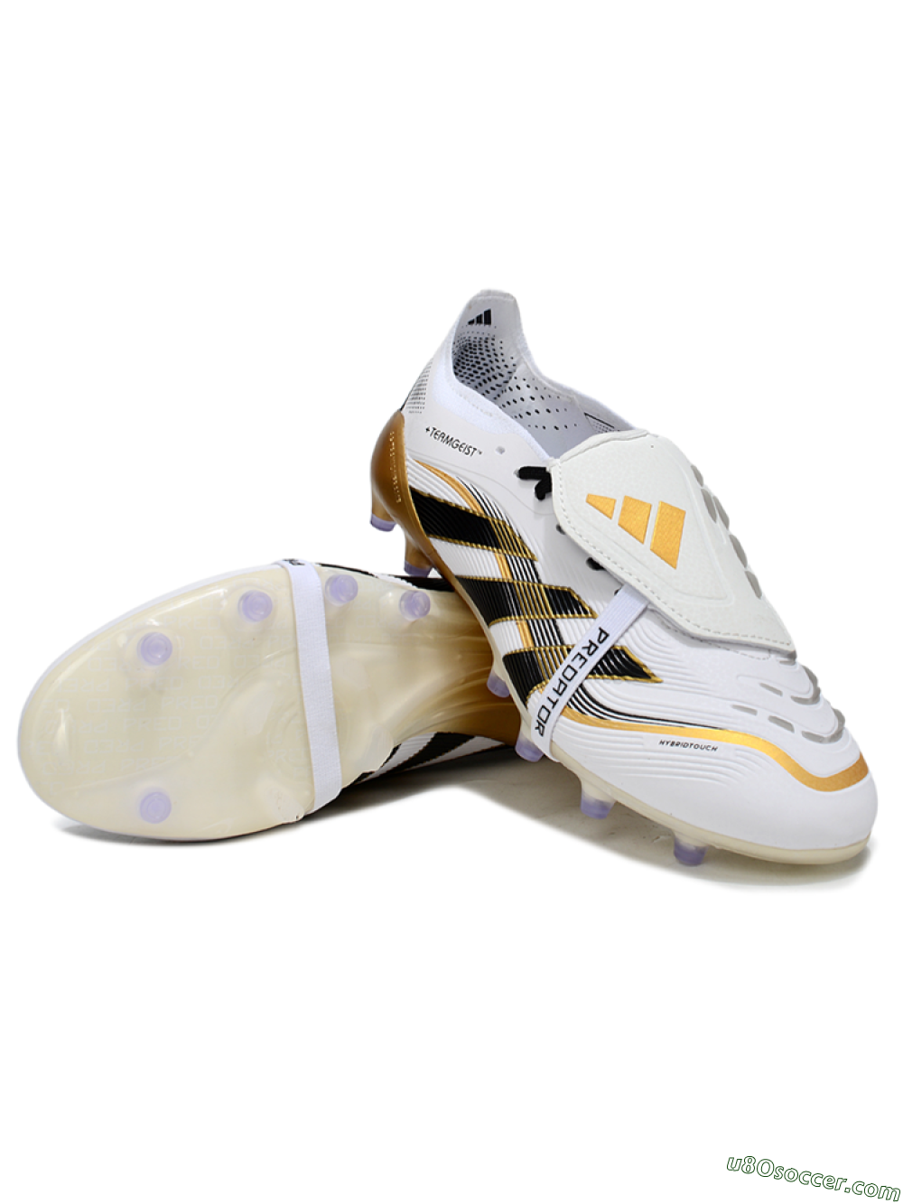 Adidas Predator 25 Elite Foldover Tongue FG Firm Ground Soccer Cleats - White/Black/Gold 2