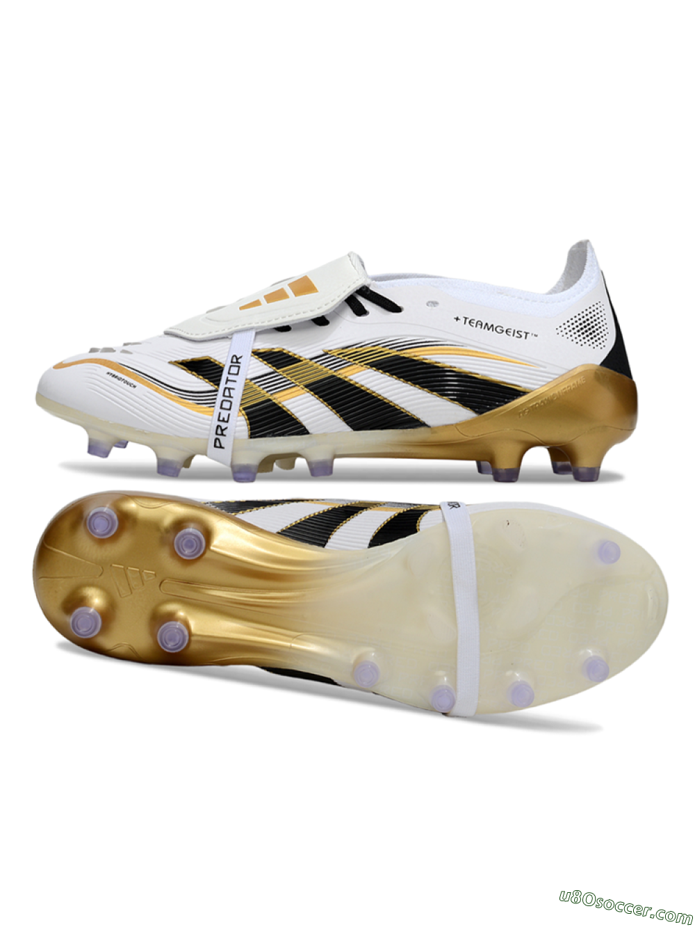 Adidas Predator 25 Elite Foldover Tongue FG Firm Ground Soccer Cleats - White/Black/Gold 0