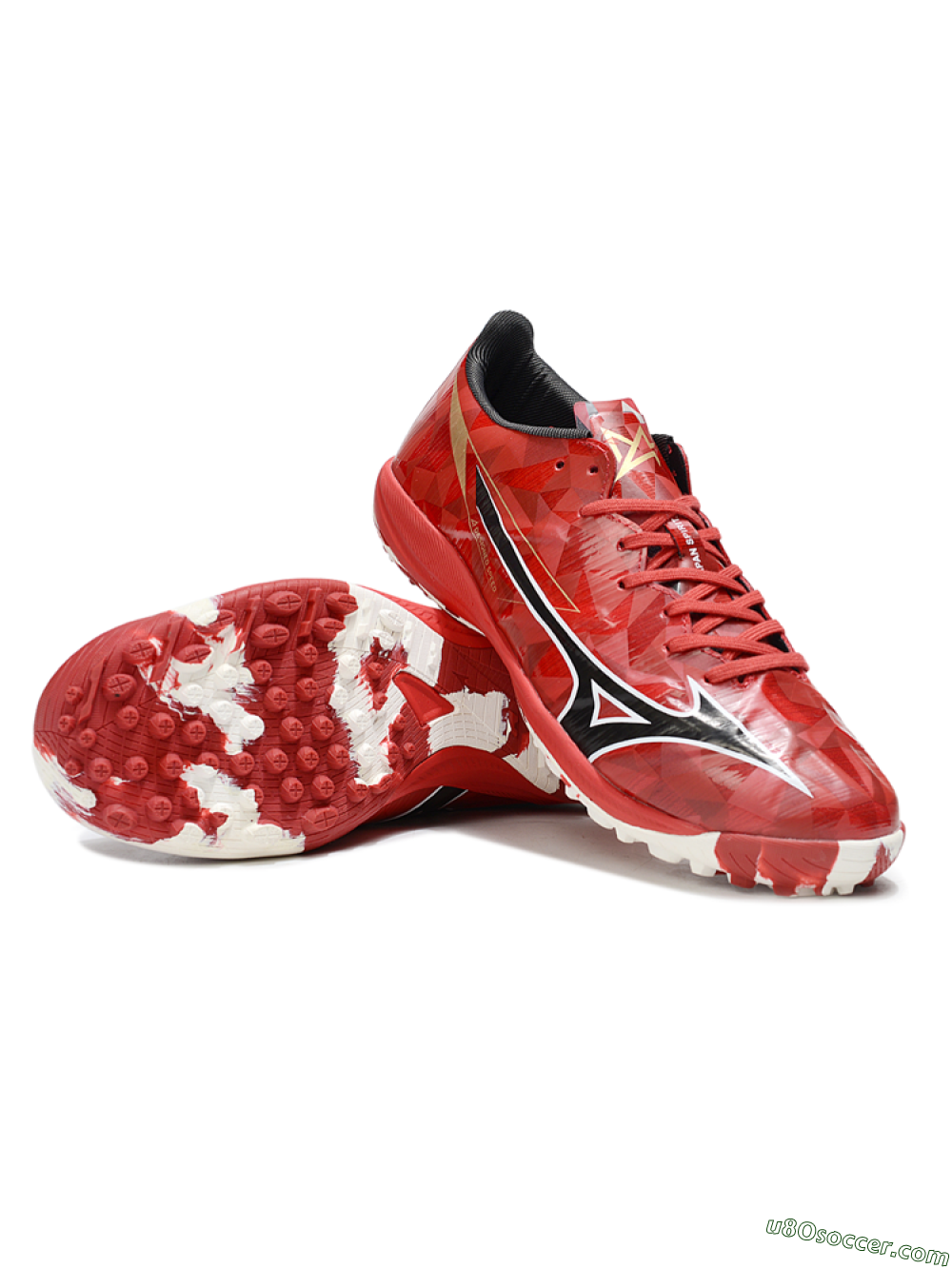 Mizuno Morelia Alpha Beta TF Artificial Turf Soccer Shoes - Red/Black/White 3