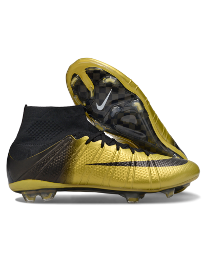 Nike Zoom Mercurial Superfly 4 Elite FG Firm Ground Soccer Cleats - Gold/Black/White