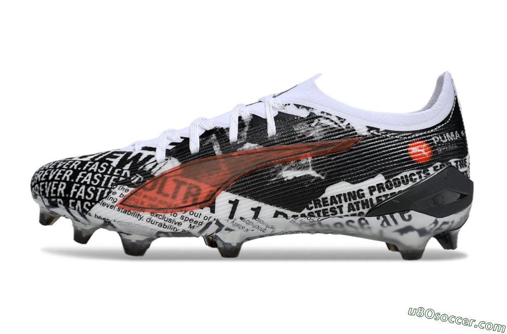 Puma Ultra Ultimate FG Firm Ground Soccer Cleats - Black/White/Red 2