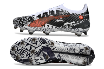 Puma Ultra Ultimate FG Firm Ground Soccer Cleats - Black/White/Red