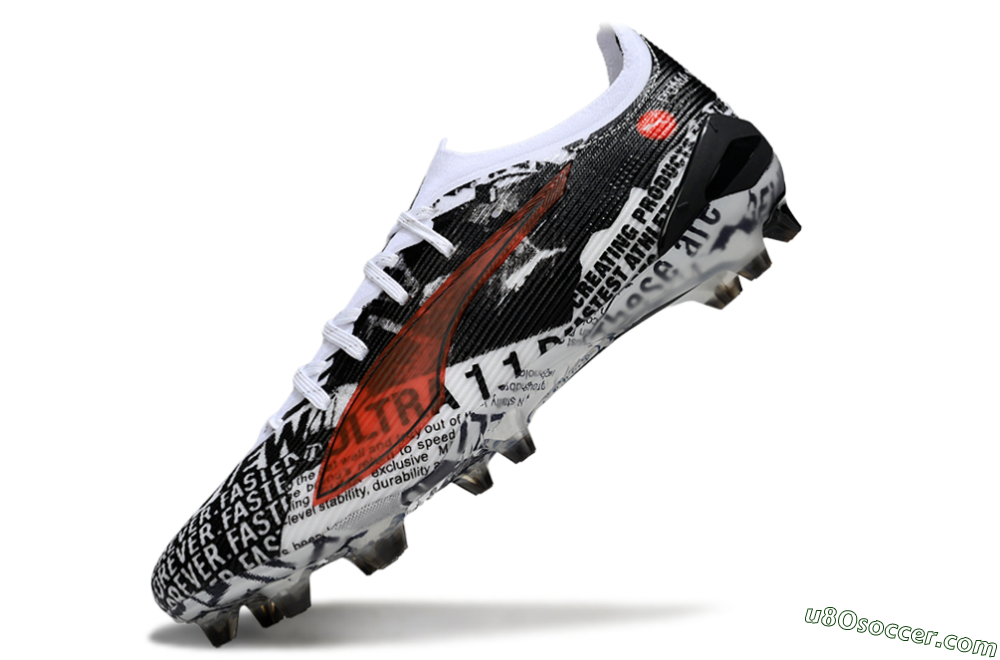 Puma Ultra Ultimate FG Firm Ground Soccer Cleats - Black/White/Red 5